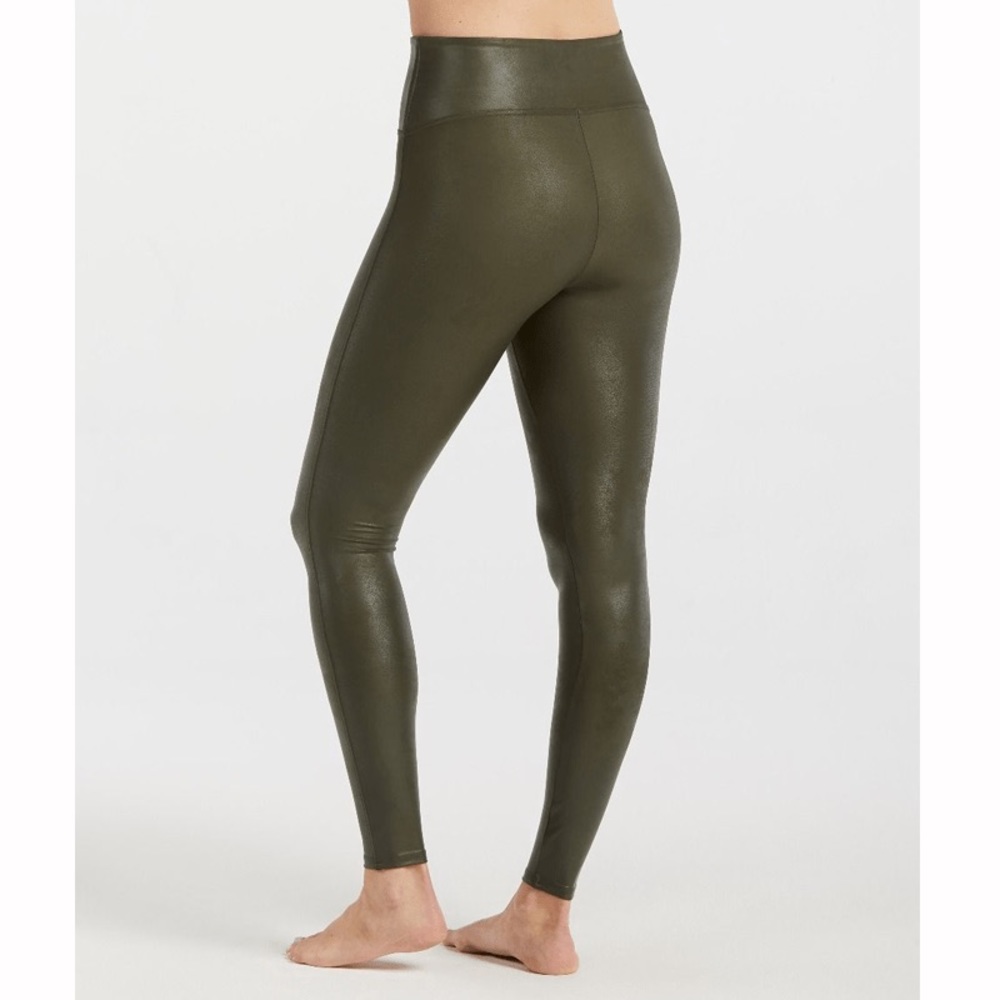 Spanx: Ready to Wow Faux Leather Leggings - Olive. NWOT